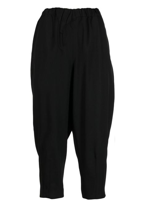 Black elasticated-waistband trousers - women